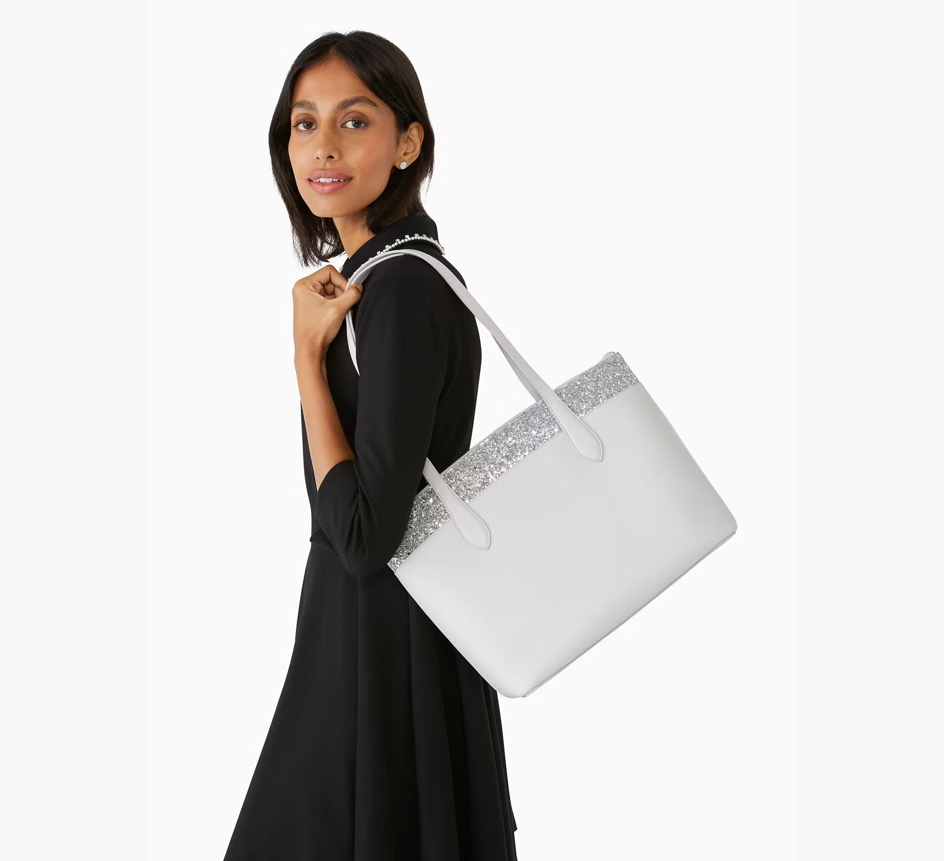 Kate Spade Flash Glitter Satchel Bag- Grey
