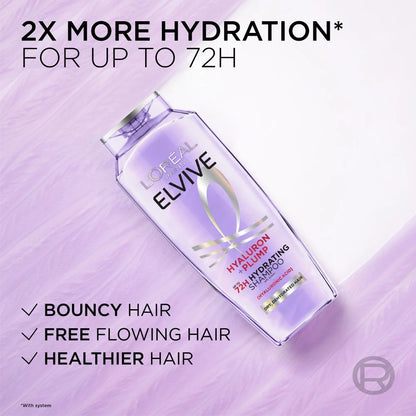 L'Oreal Hyaluron + Plump 72H Hydrating Shampoo 375ml
