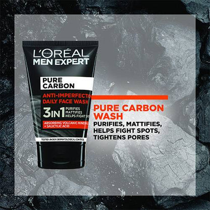 L'Oreal Men Expert Pure Carbon Anti Imperfection 3 in 1 Daily Face Wash 100ml