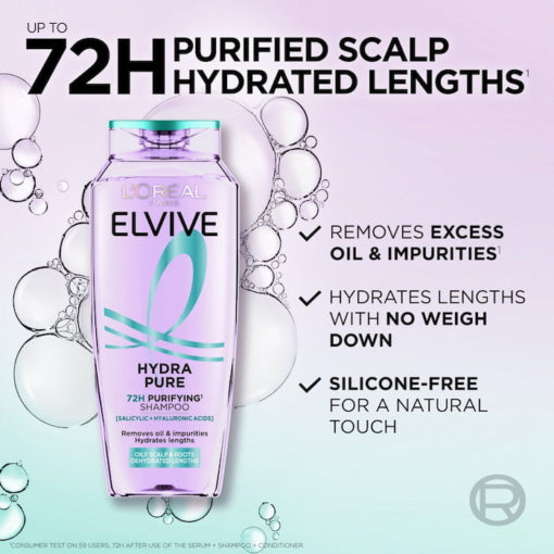 L'Oreal Paris Elvive Hydra Pure 72h Purifying Shampoo 250ml
