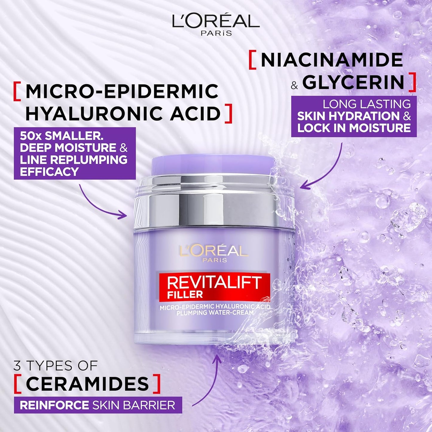 L'Oreal Paris Revitalift Filler Plumping Water Cream 50ml