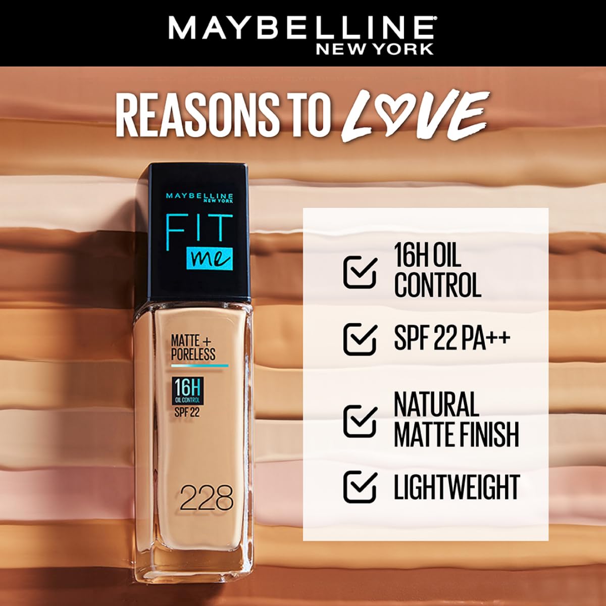 Maybelline Fit Me Matte+ Poreless Normal to Oily Foundation- 126 Light Pecan