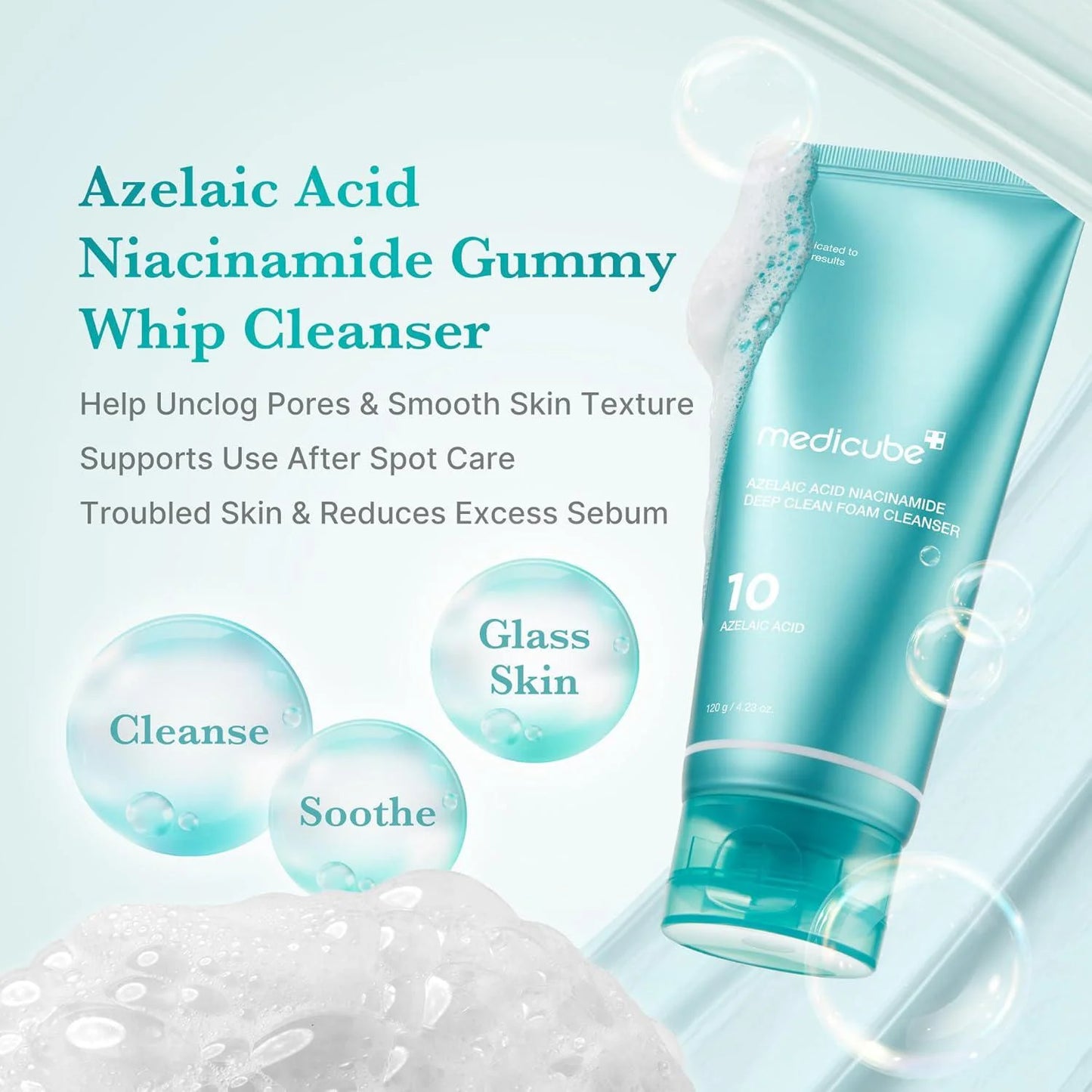 Medicube Azelaic Acid Niacinamide Deep Clean Foam Cleanser 120g