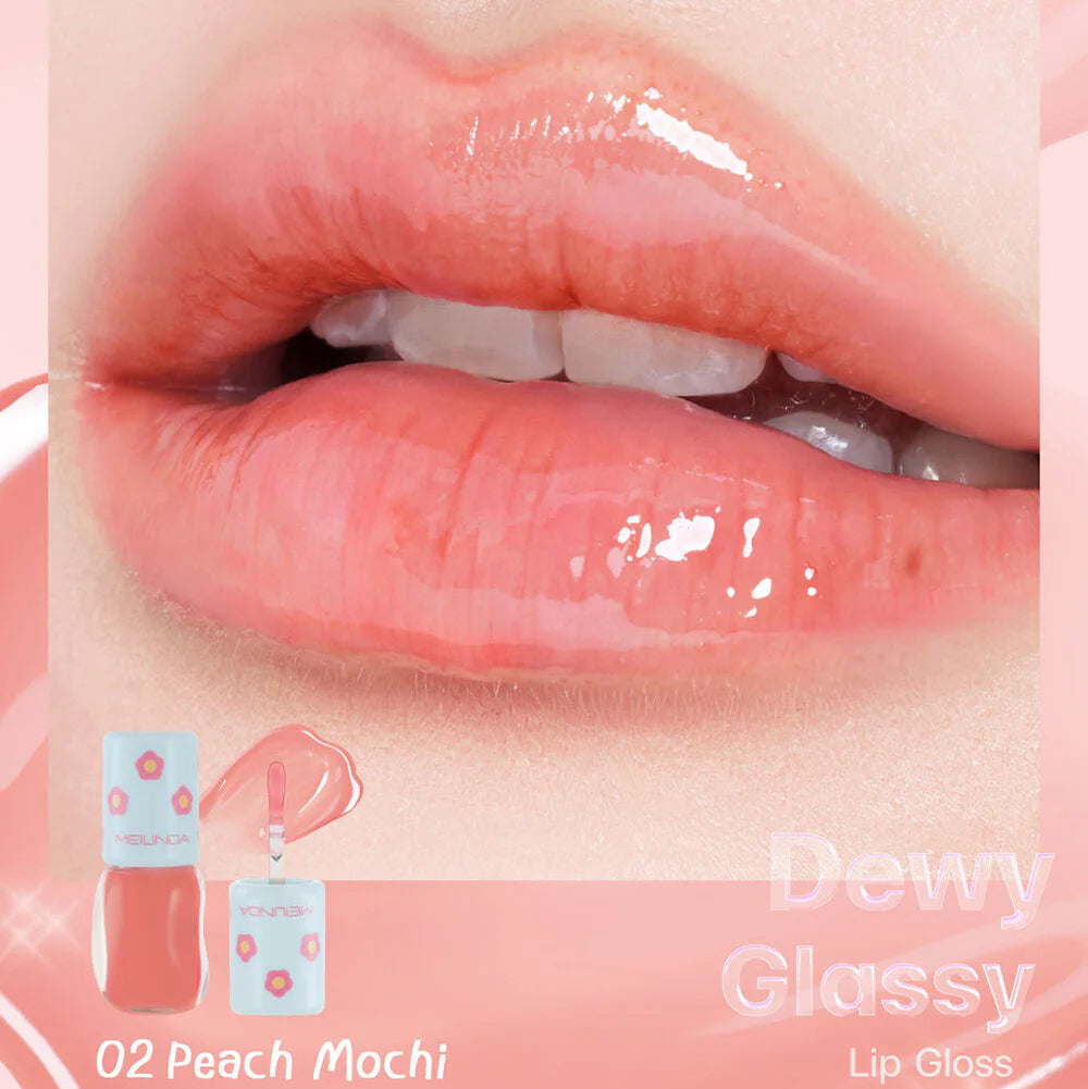 Melinda Dewy Glassy Lip Gloss- 02 Peach Mochi