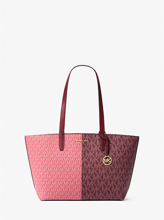 Michael Kors Jet Set Medium Two-Tone Logo Tote Bag- Oxblood Multi