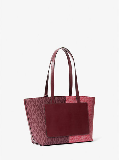 Michael Kors Jet Set Medium Two-Tone Logo Tote Bag- Oxblood Multi