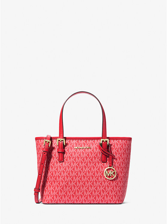 Michael Kors Jet Set Travel Extra-Small Logo Top-Zip Tote Bag- Bright Red