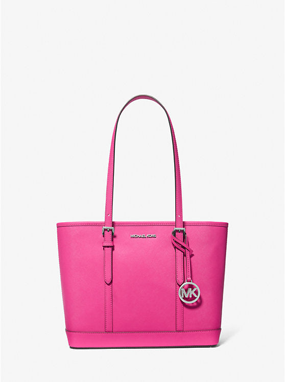 Michael Kors Jet Set Travel Small Saffiano Leather Top-Zip Tote Bag-Dragonfruit