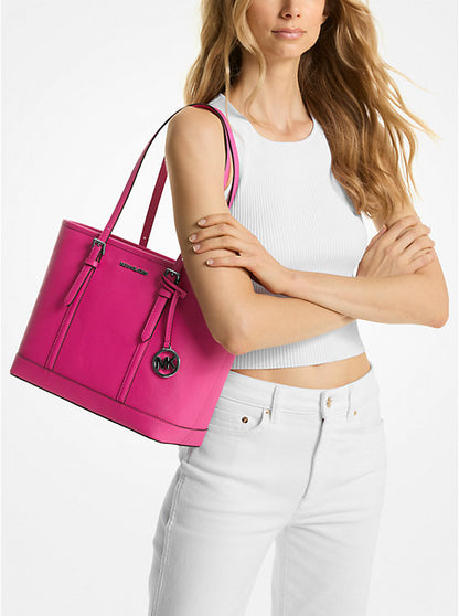 Michael Kors Jet Set Travel Small Saffiano Leather Top-Zip Tote Bag-Dragonfruit