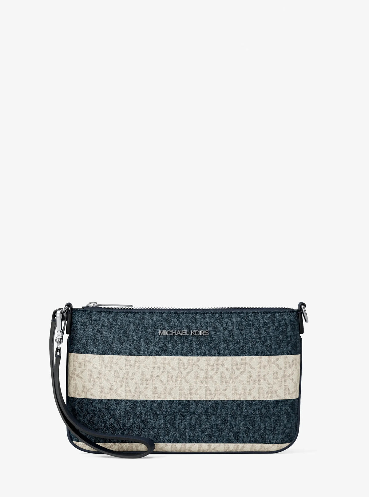 Michael Kors Jet Set Travel Striped Wristlet Bag– Navy