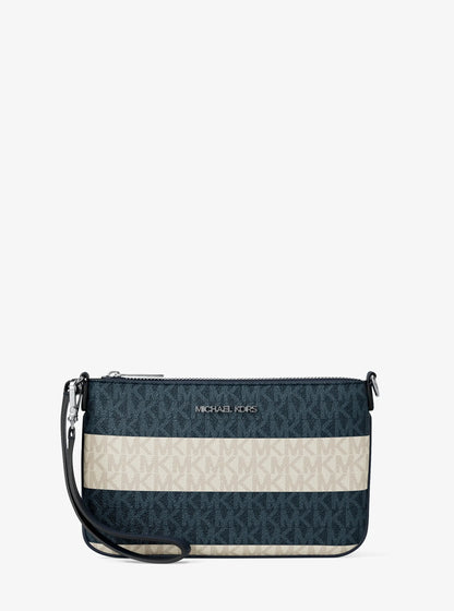 Michael Kors Jet Set Travel Striped Wristlet Bag– Navy