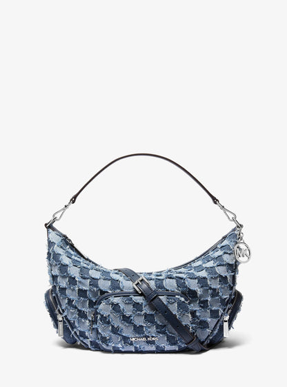 Michael Kors MS Merritt Bag with Patchwork Pattern- Washed Denim