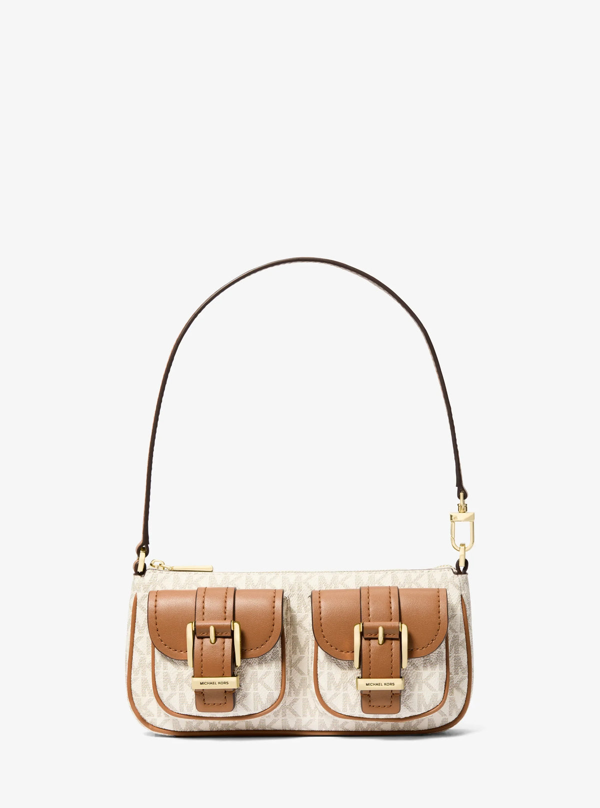 Michael Kors S Zoe pouch with Signature Logo Bag- Vanilla