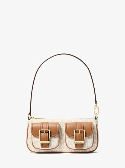 Michael Kors S Zoe pouch with Signature Logo Bag- Vanilla