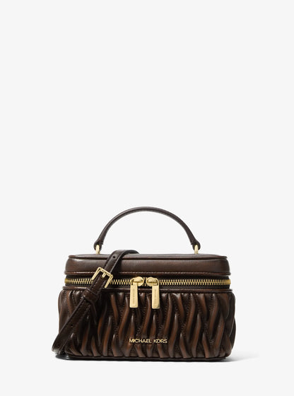 Michael Kors Vivi S Matelasse Burnished Bag- Chocolate