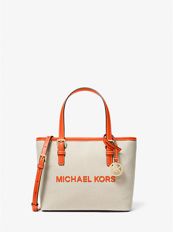 Michael Kors Jet Set Travel Extra-Small Canvas Top-Zip Tote Bag- Poppy