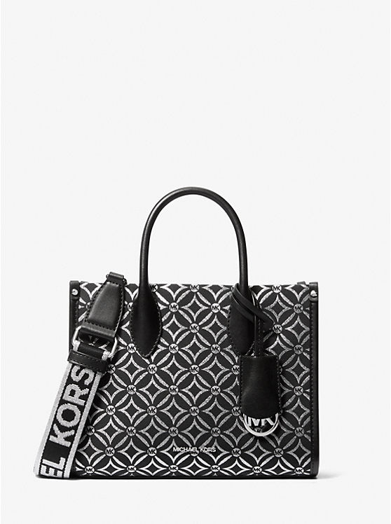 Micheal Kors Mirella Small Metallic Logo Jacquard Crossbody Bag