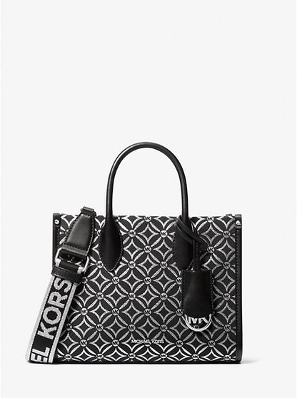 Micheal Kors Mirella Small Metallic Logo Jacquard Crossbody Bag