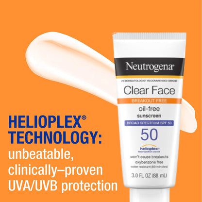 Neutrogena Clear Face Break-Out Free Oil Free Sunscreen Spf50 88ml