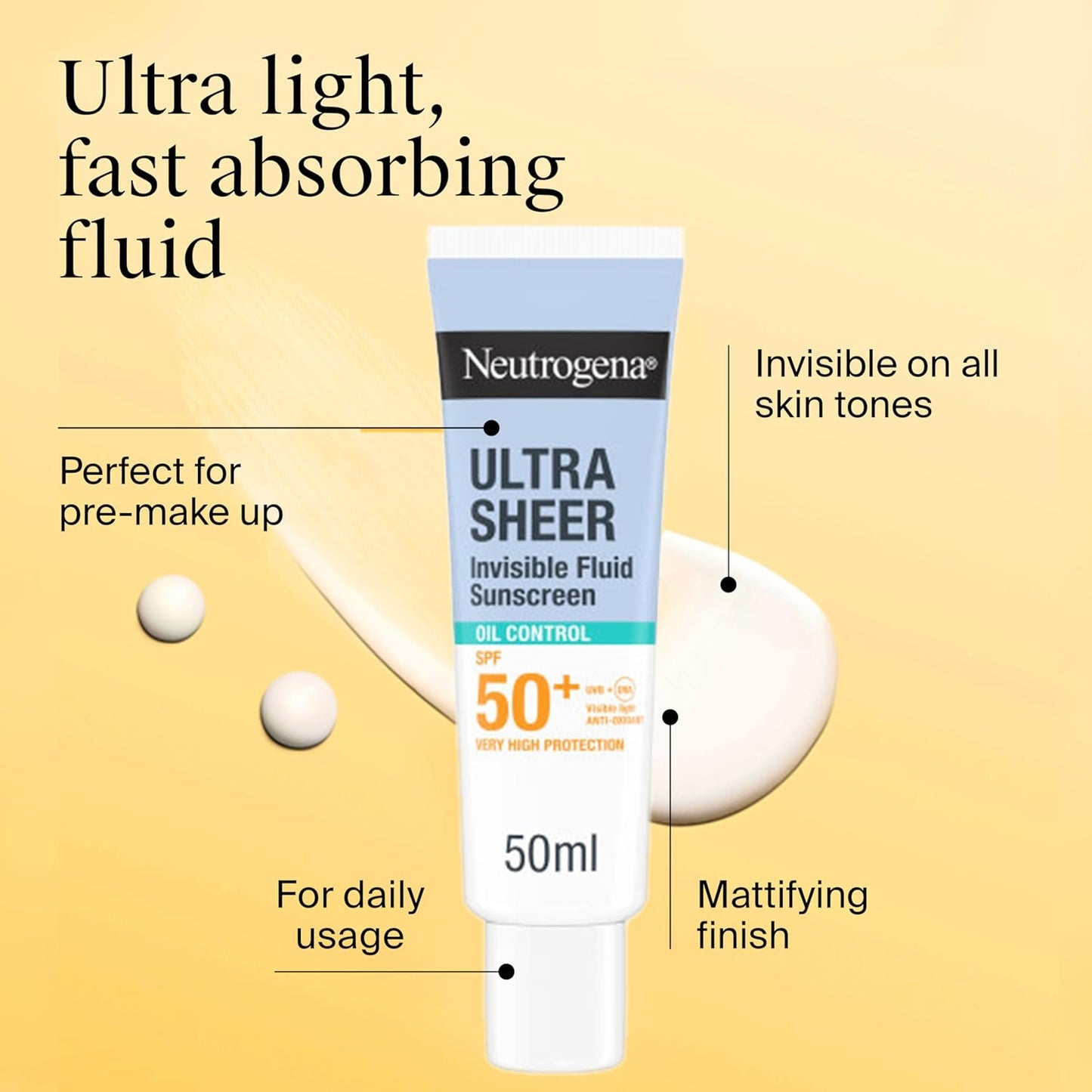 Neutrogena Ultra Sheer Invisible Fluid Sunscreen Oil Control SPF50+