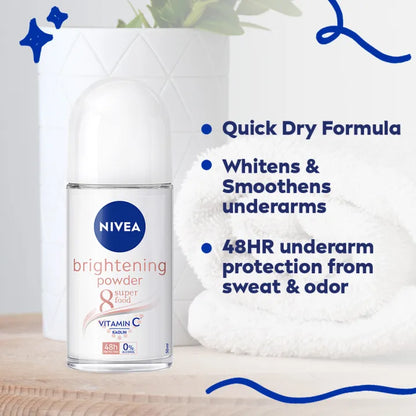 Nivea Brightening Powder 8 Super Food Deodorant Roll-On 50ml