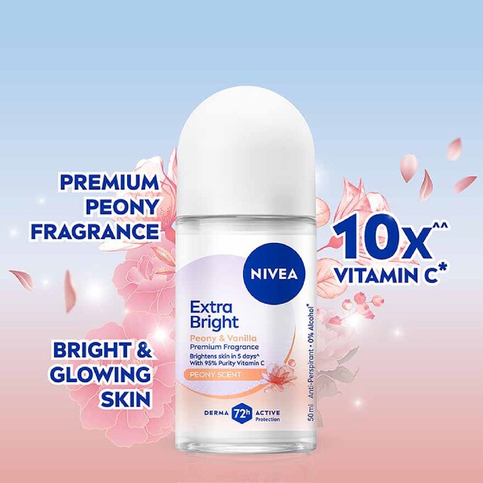 Nivea Extra Bright Peony & Vanilla Deodorant Roll-On 50ml