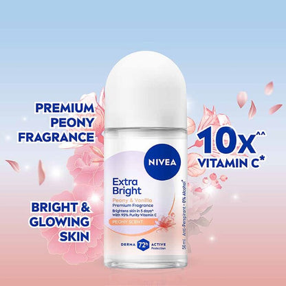 Nivea Extra Bright Peony & Vanilla Deodorant Roll-On 50ml