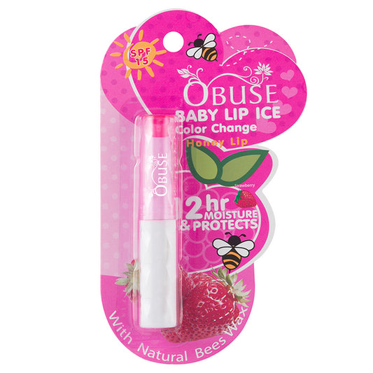 OBUSE Baby Lip Ice Color Change Lip Balm SPF15- Strawberry