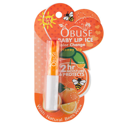 OBUSE Baby Lip Ice Color Change Lip Balm SPF15- Orange