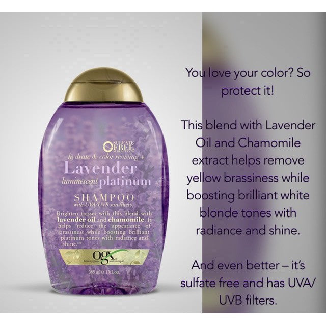 OGX Hydrate & Color Reviving + Lavender Luminescent Platinum Shampoo 385ml