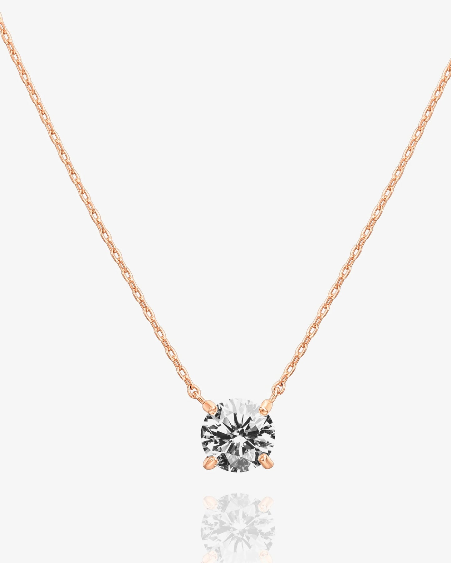 PAVOI 14K Gold Plated Solitaire Necklace - Rose Gold