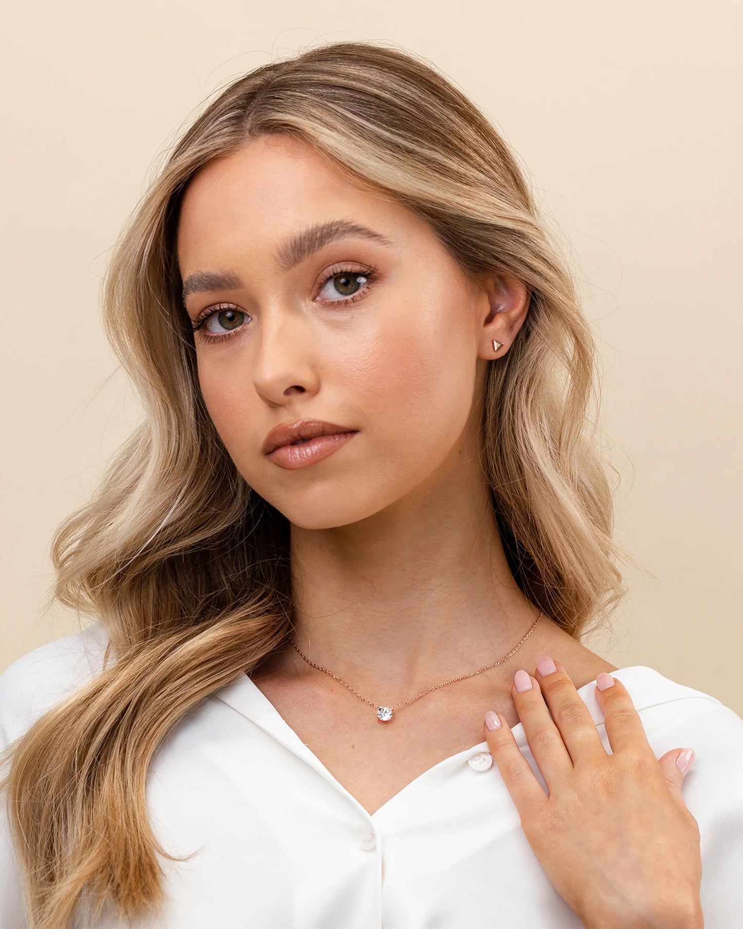 PAVOI 14K Gold Plated Solitaire Necklace - Rose Gold