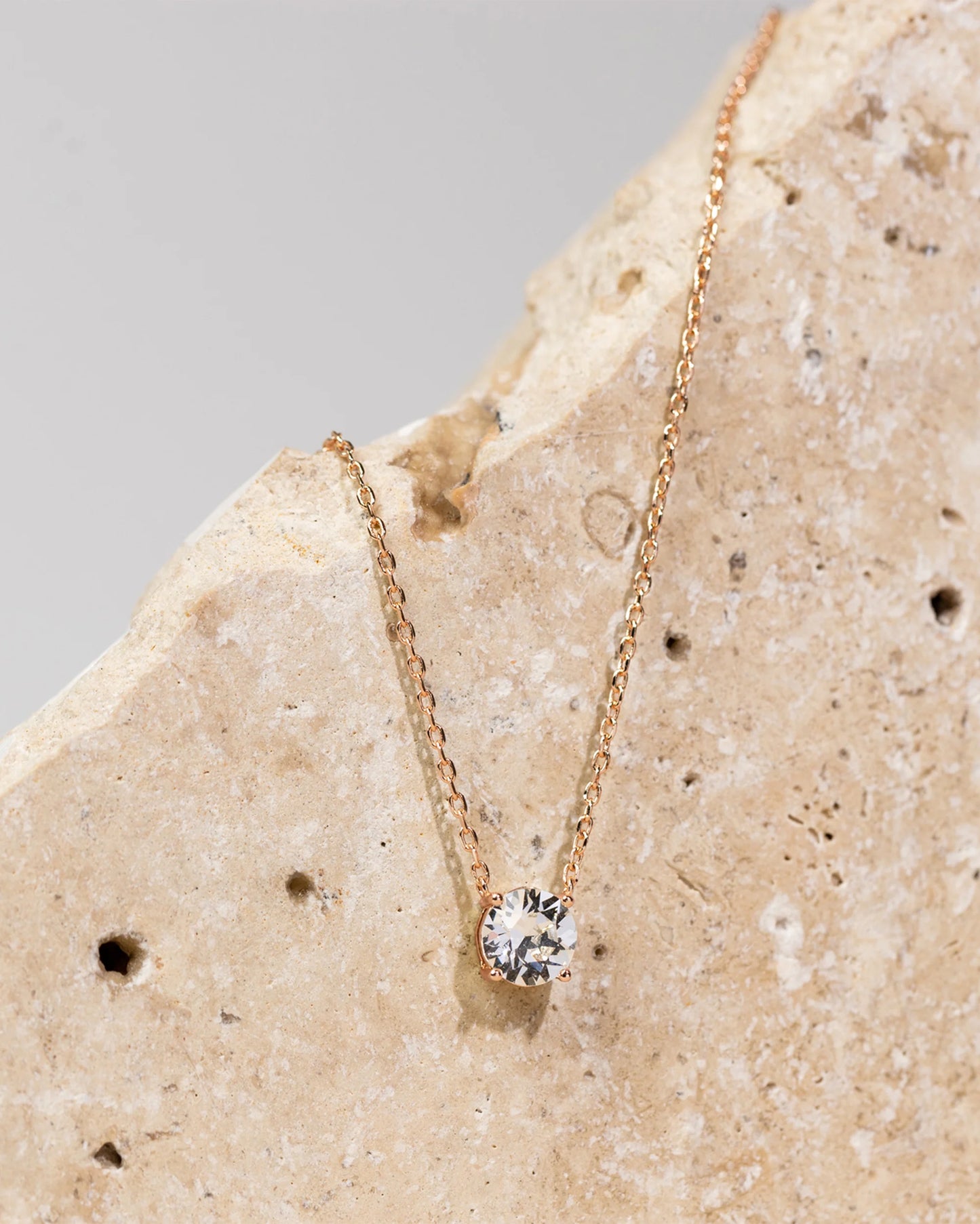 PAVOI 14K Gold Plated Solitaire Necklace - Rose Gold