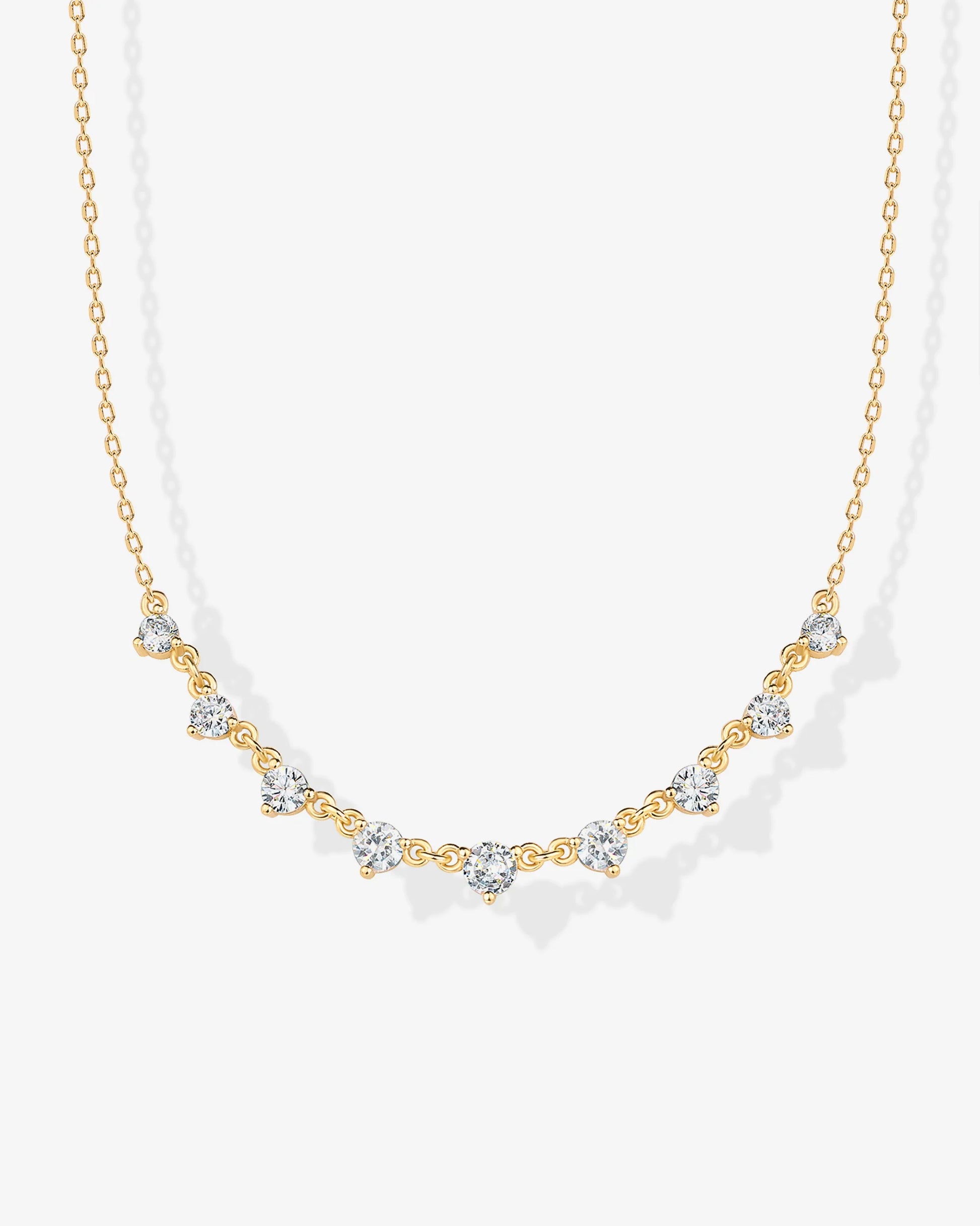 PAVOI 14K Plated Link CZ Necklace- Yellow Gold
