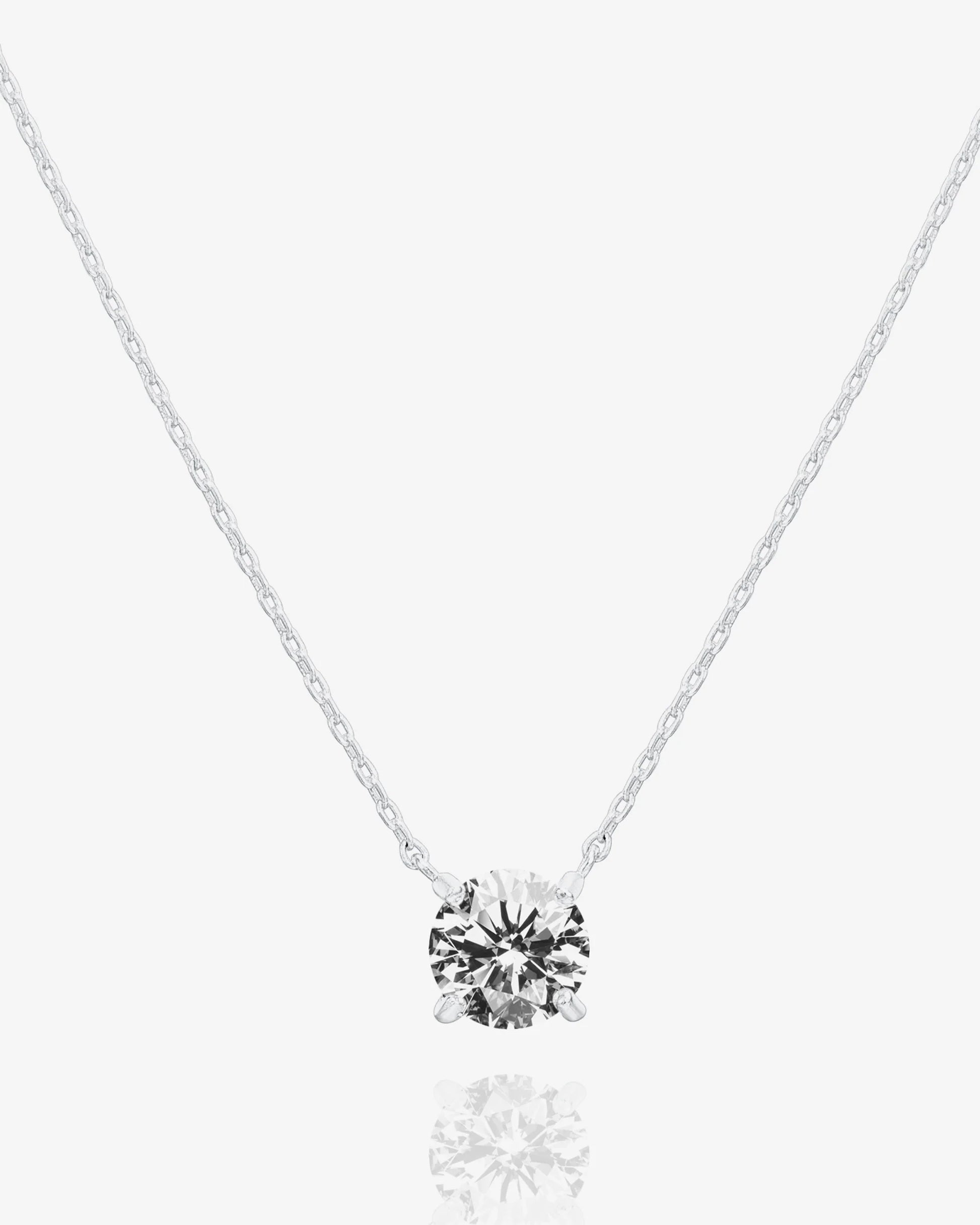 PAVOI 14K Silver Plated Solitaire Necklace - White Gold