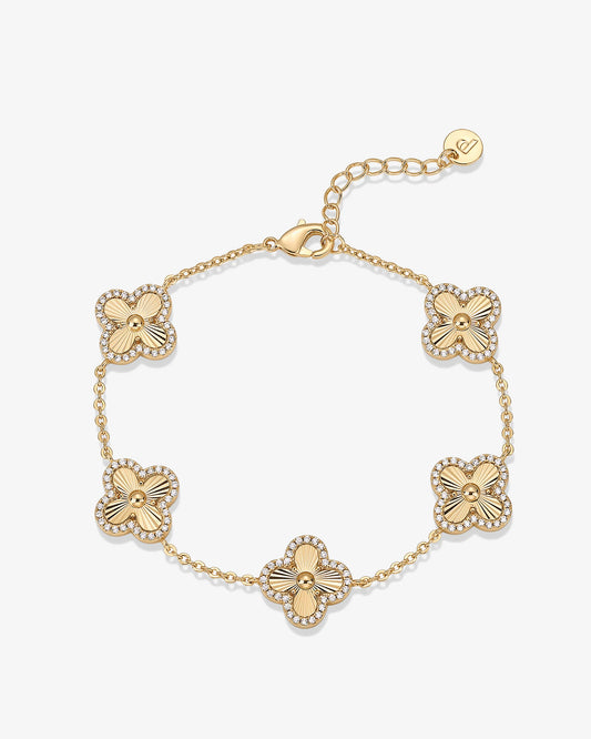 PAVOI Clover Station Bracelet- Yellow Gold