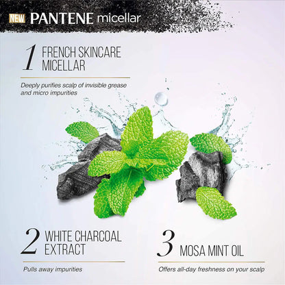 Pantene Micellar Detox & Scalp Cleanse White Charcoal Extract Scalp Shampoo 530ml