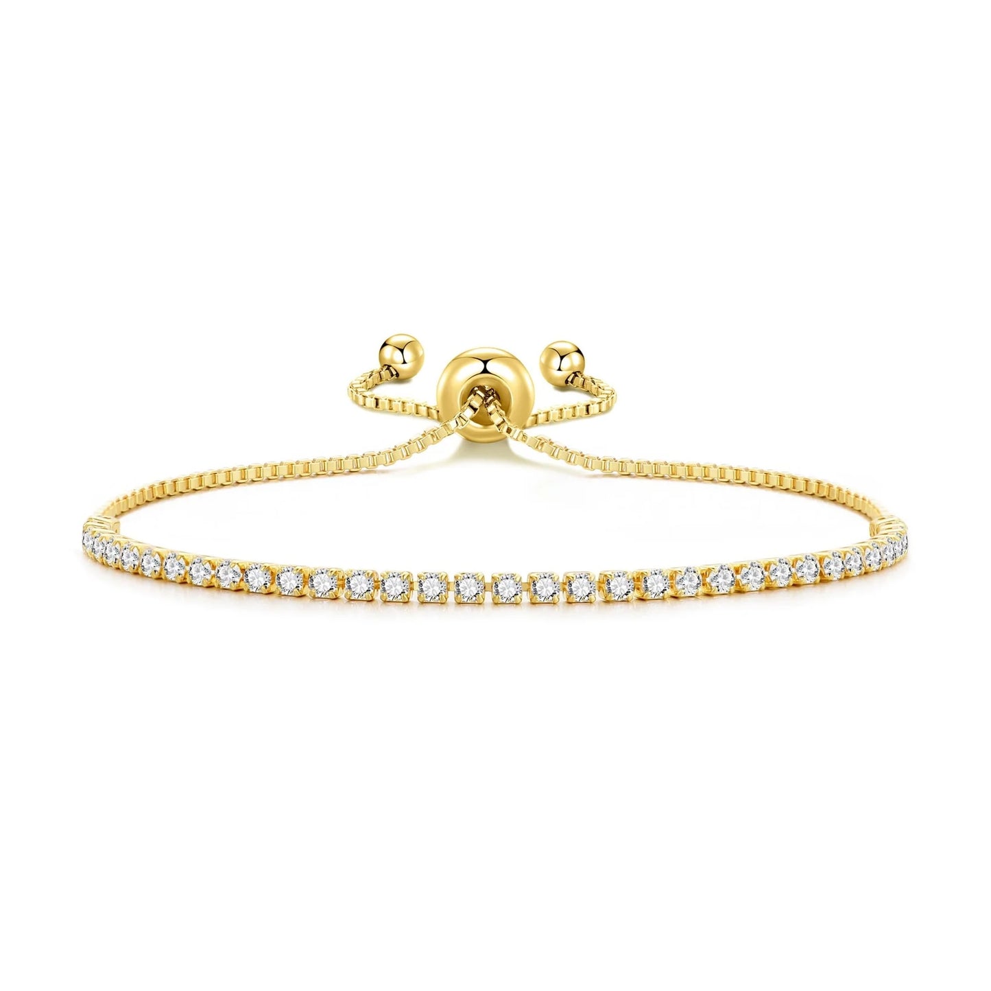 Philip Jones 18k Gold Plated 2mm Adjustable Tennis Bracelet