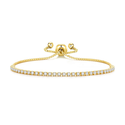 Philip Jones 18k Gold Plated 2mm Adjustable Tennis Bracelet