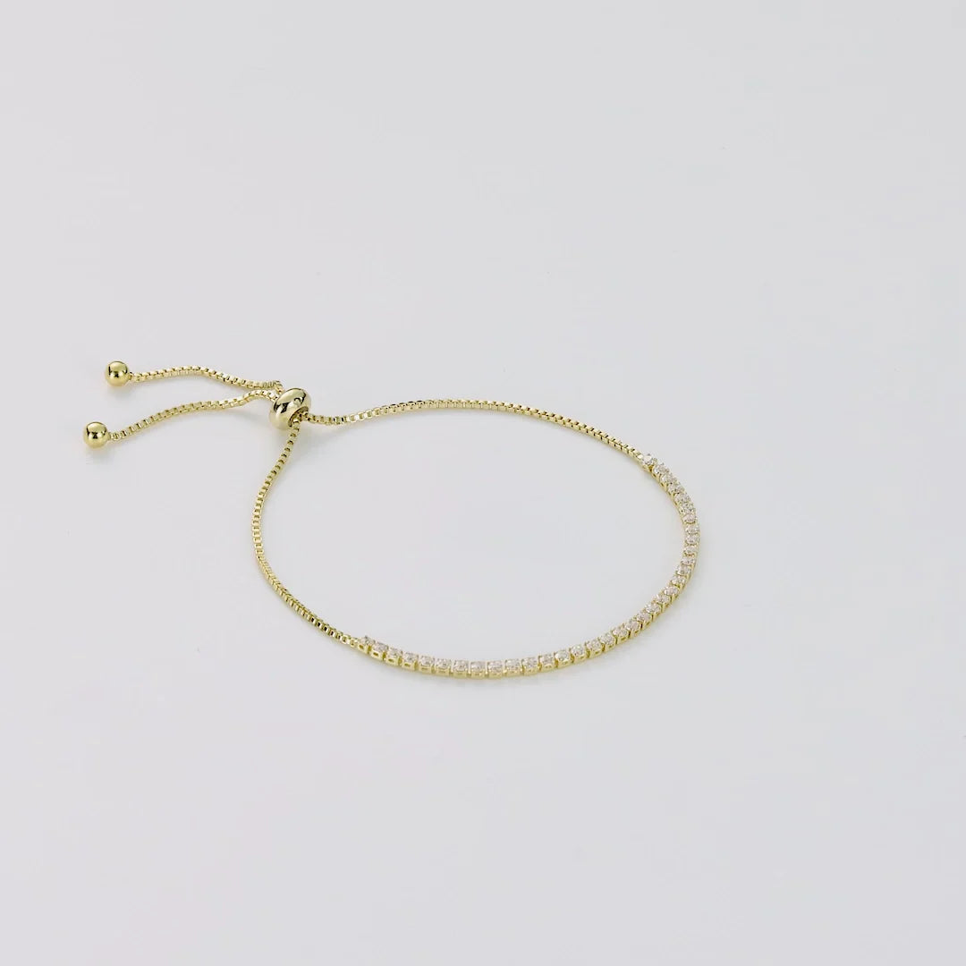 Philip Jones 18k Gold Plated 2mm Adjustable Tennis Bracelet