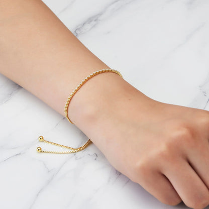 Philip Jones 18k Gold Plated 2mm Adjustable Tennis Bracelet