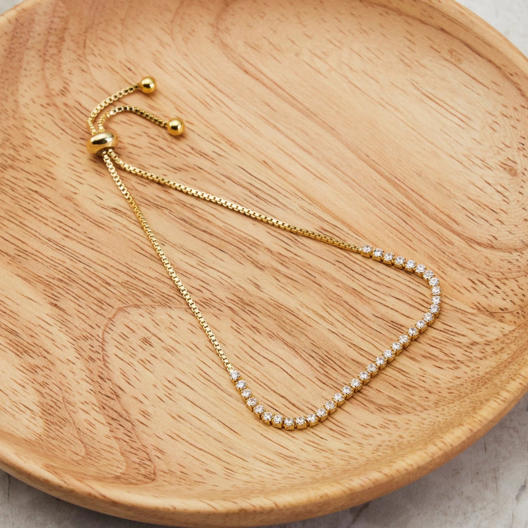Philip Jones 18k Gold Plated 2mm Adjustable Tennis Bracelet