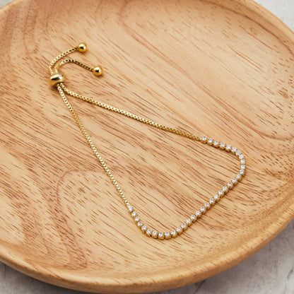 Philip Jones 18k Gold Plated 2mm Adjustable Tennis Bracelet