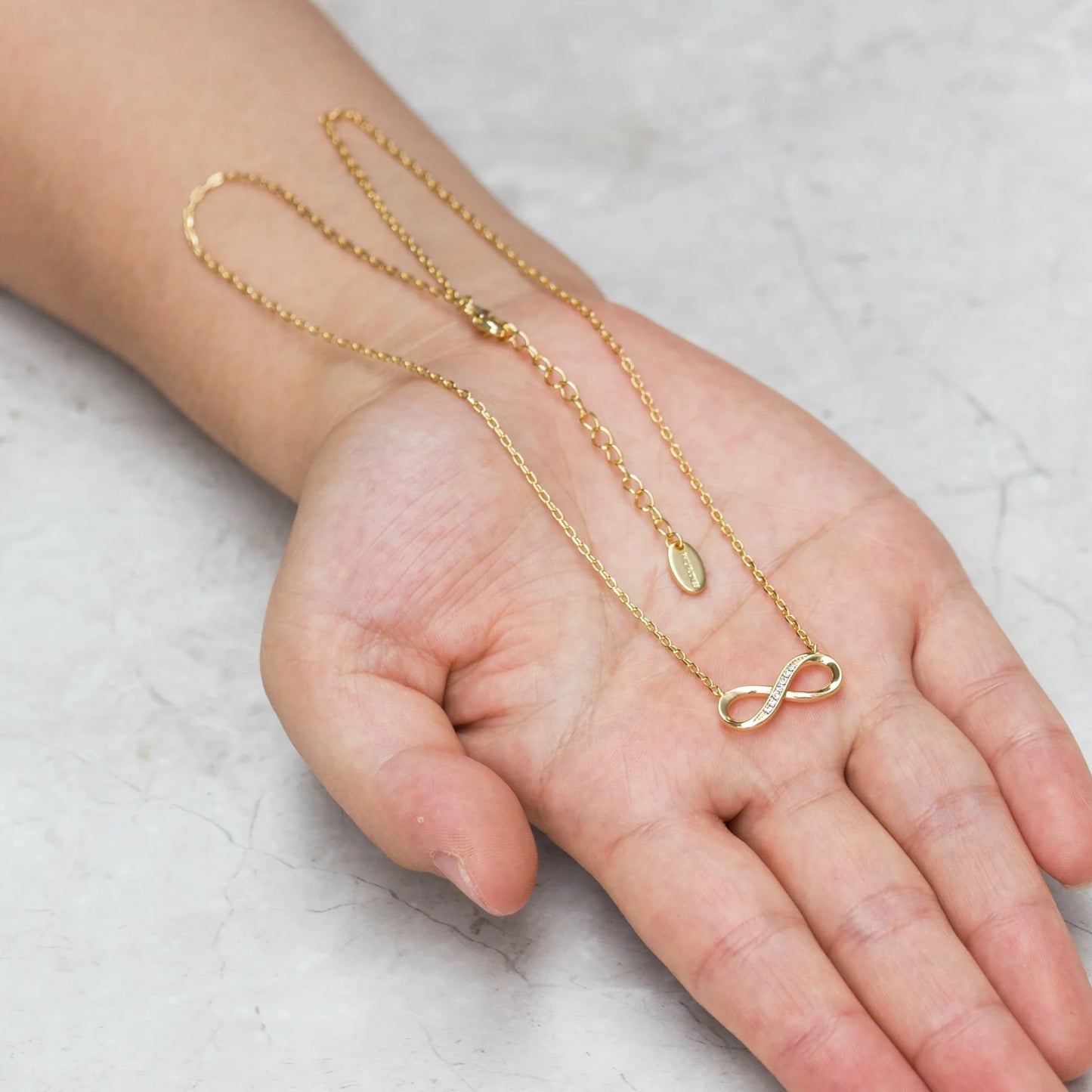 Philip Jones Gold Plated Infinity Pendant Necklace