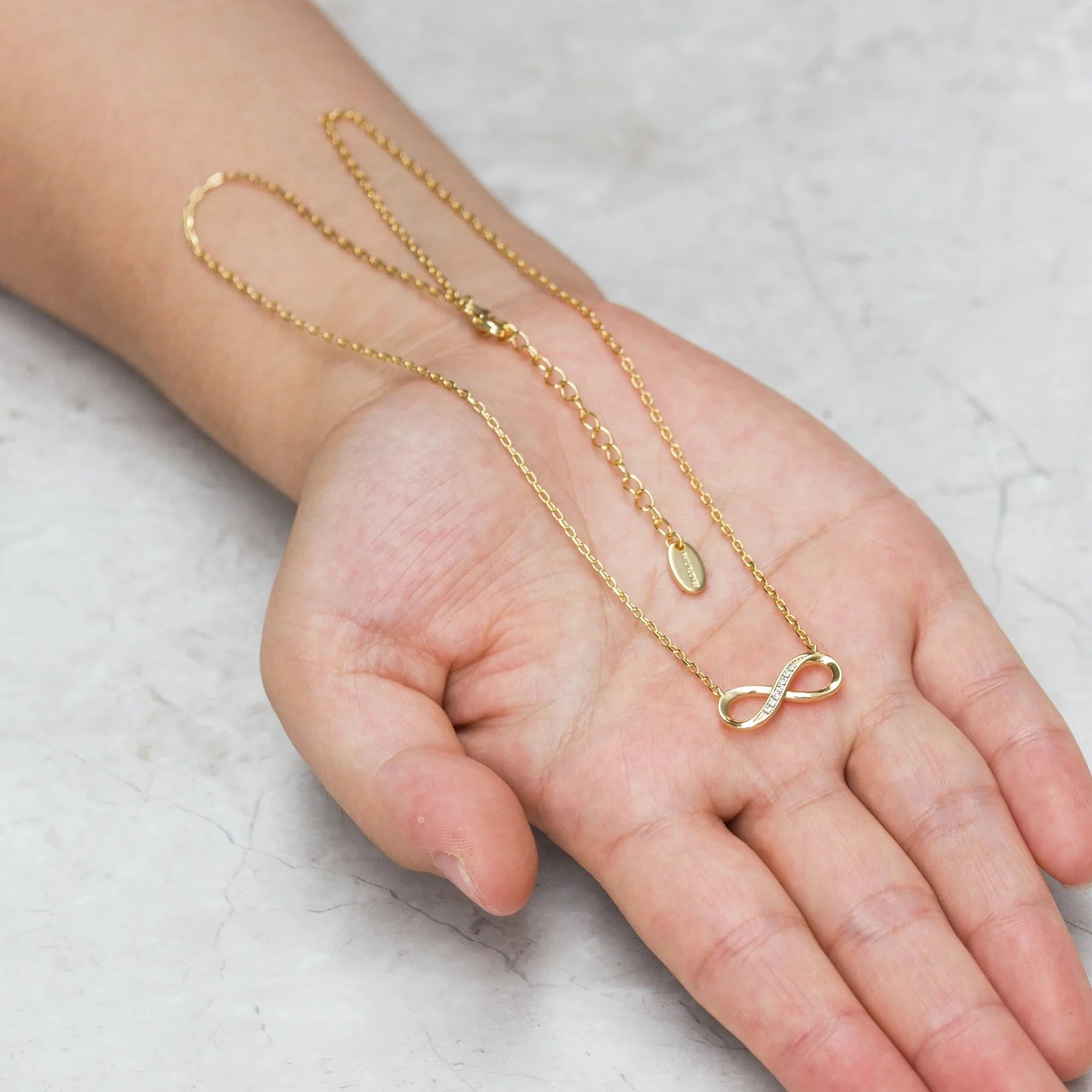 Philip Jones Gold Plated Infinity Pendant Necklace