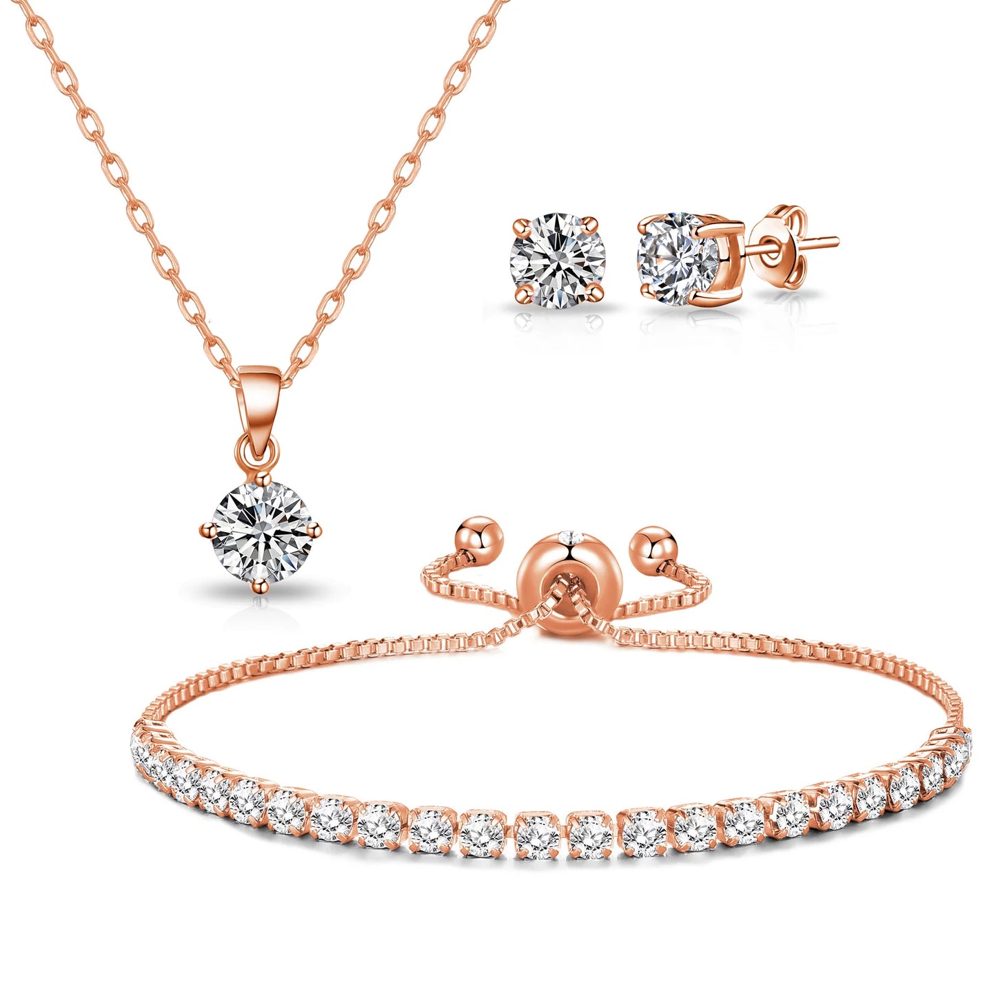 Philip Jones Rose Gold Plated Solitaire Friendship Set