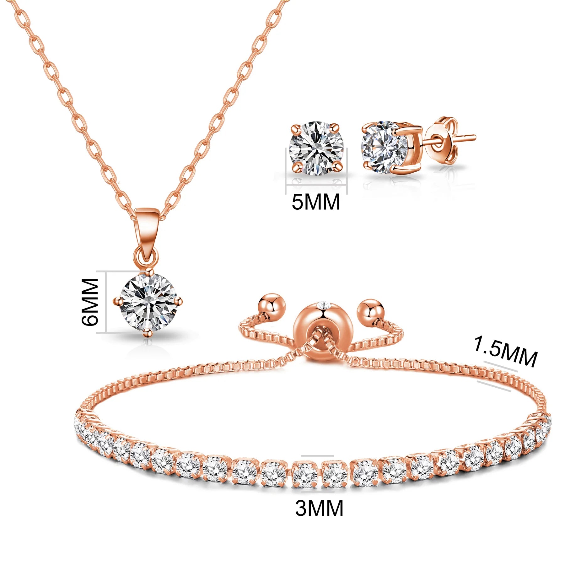 Philip Jones Rose Gold Plated Solitaire Friendship Set