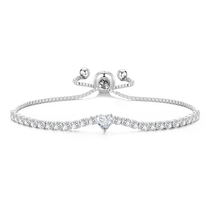 Philip Jones Silver Plated Heart Solitaire Friendship Bracelet