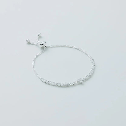 Philip Jones Silver Plated Heart Solitaire Friendship Bracelet