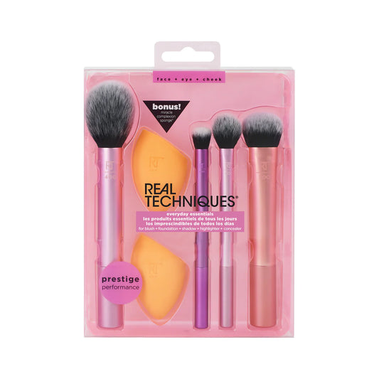 Real Techniques Everyday Essentials Brush Set with Bonus Miracle Complexion Sponge